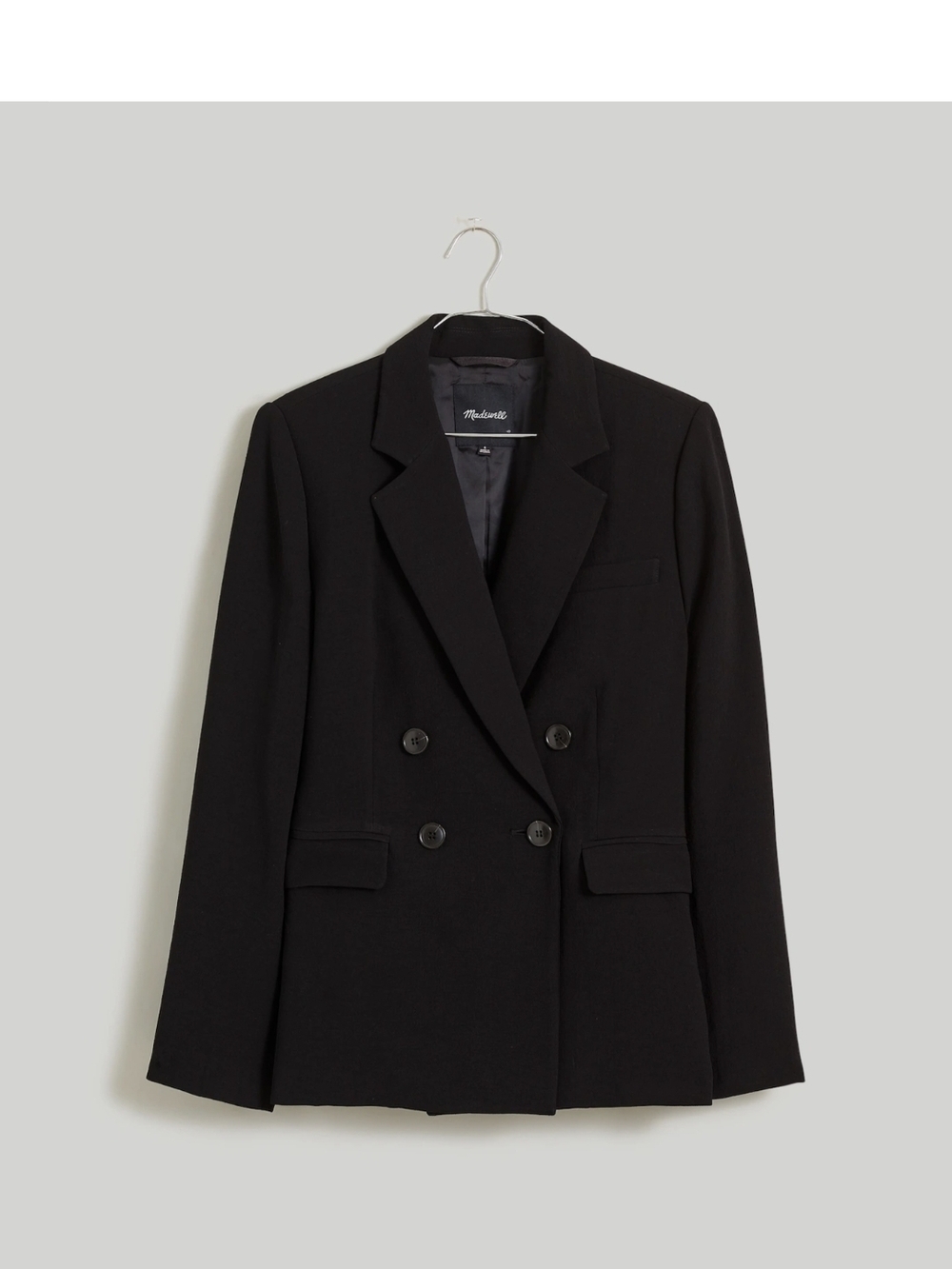 The Plus Rosedale Blazer in Crepe Madewell Black Double-Breasted Blazer